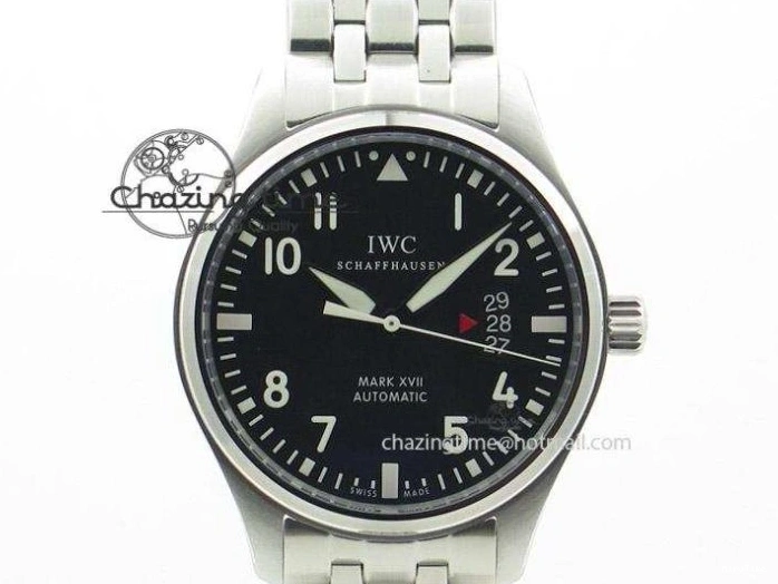 MIROTIME 0303 Original Pilot IW326803 SS MK 1:1 Best Edition Black Dial on Brown Leather Strap MIYOTA 7146